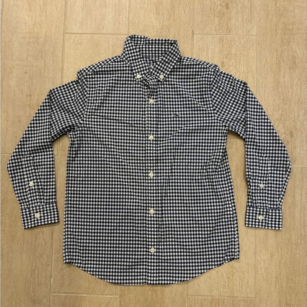 Boys’ Vineyard Vines Performance Fabric Button Down Gingham Shirt (Size 6)